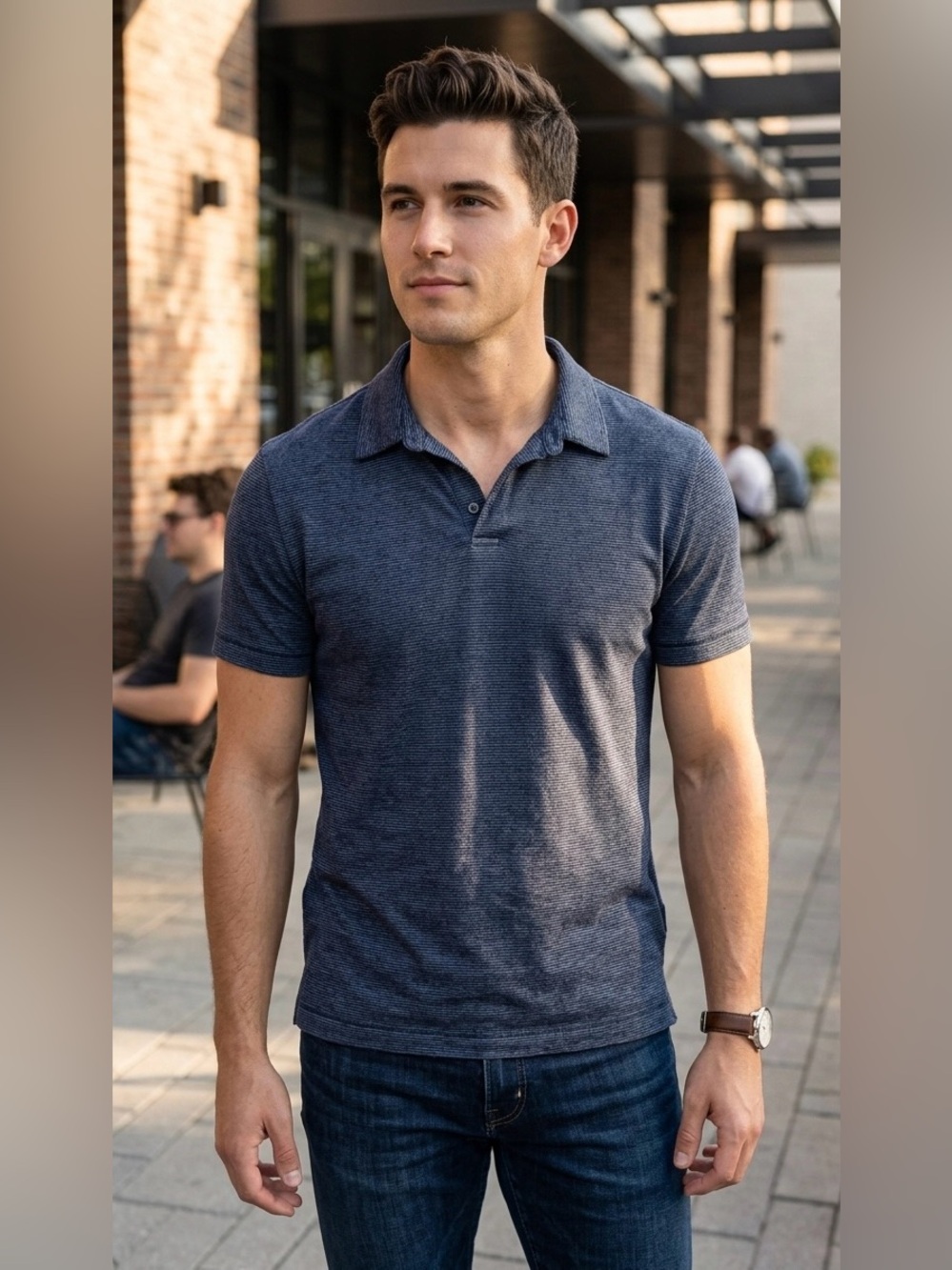 John Varvatos Men's Striped Navy & Black Polo Shirt - Size Small
